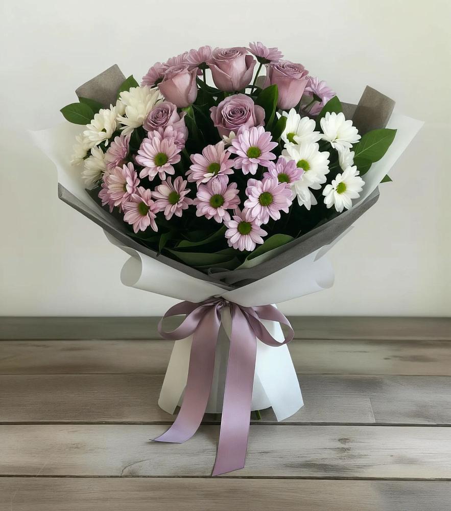 Букет цветов из: Хризантемы и Розы в Гигирево