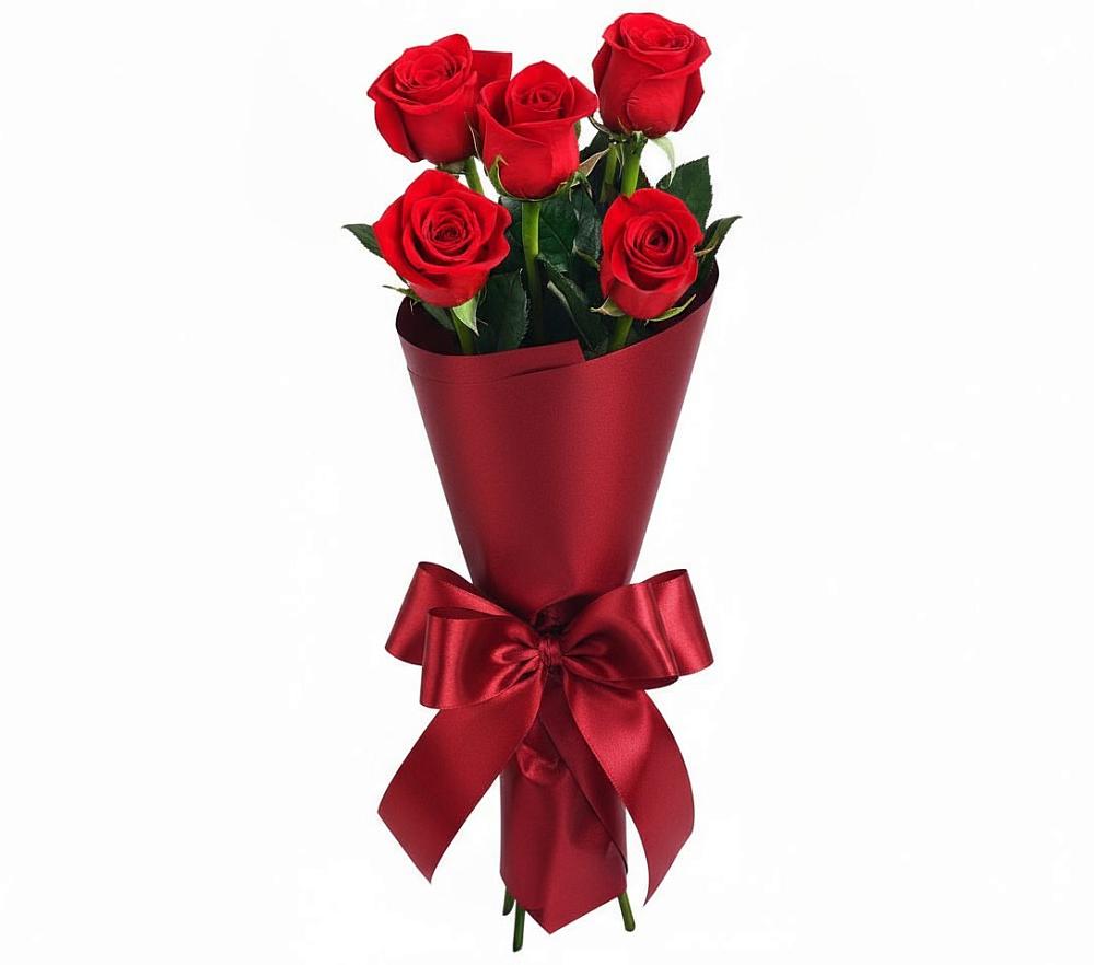 Букет 5 Красных роз Эдлесс Лав в Гигирево