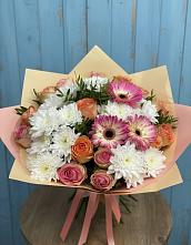 Букет цветов из:  Розы, Герберы и Хризантемы в Гигирево