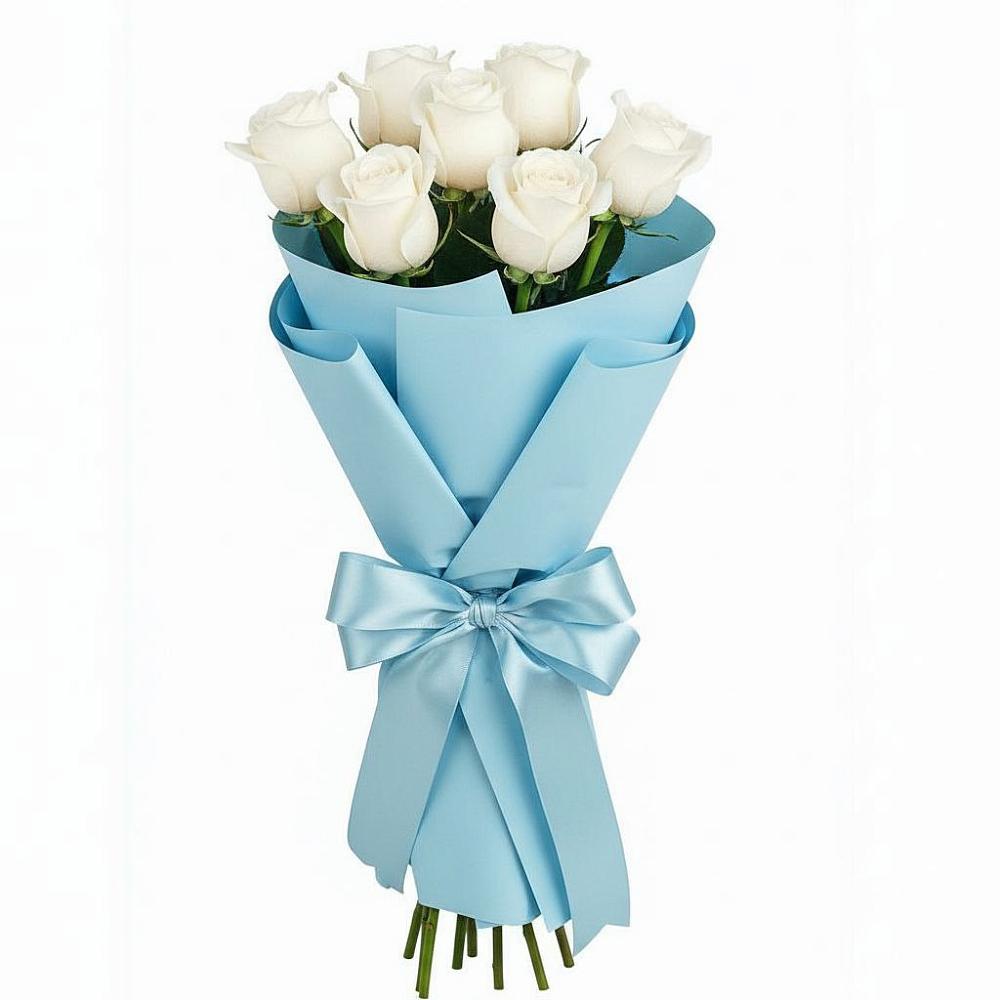 Букет 7 белых роз Проуд в Гигирево