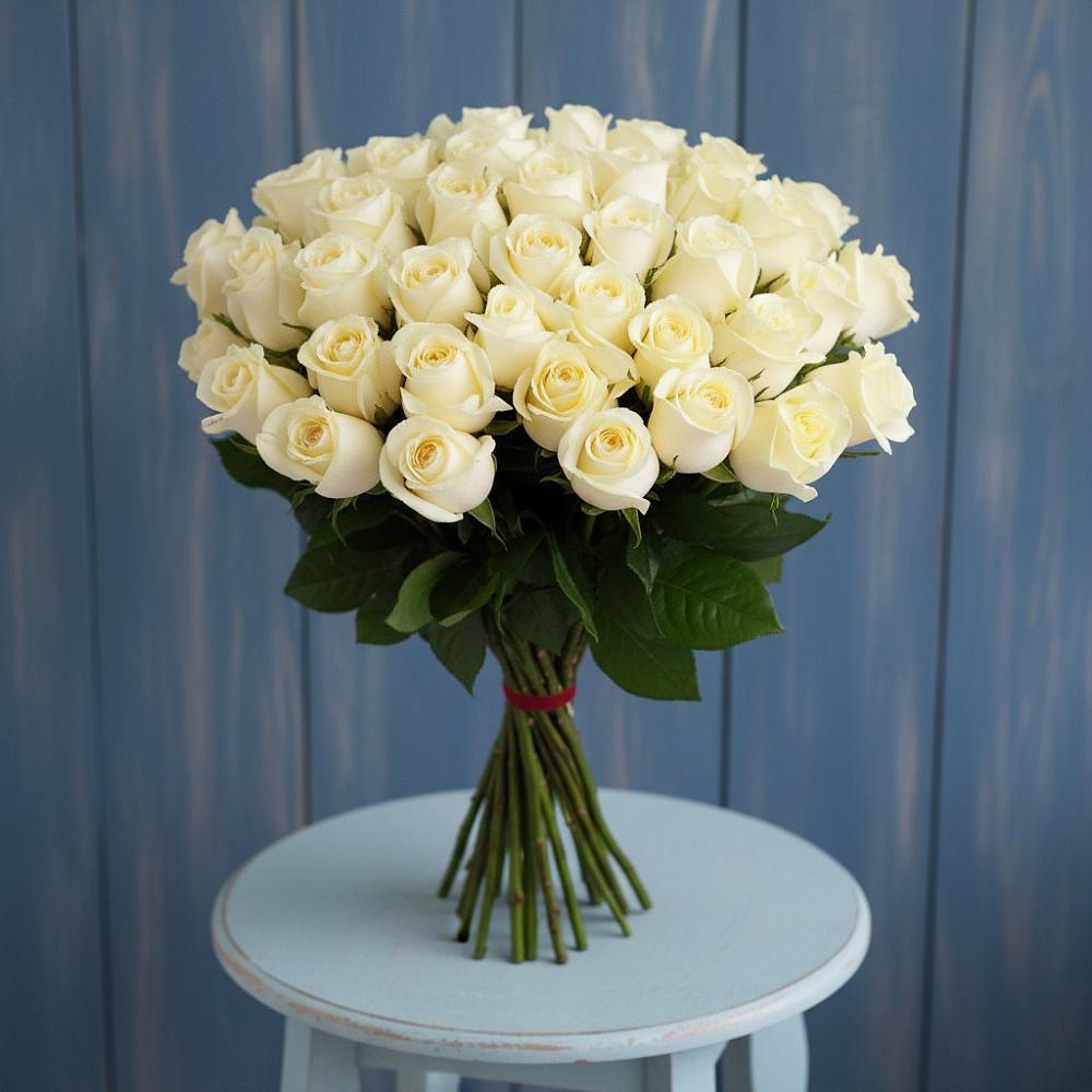 Букет 51 Белая роза Эдлесс Лав в Гигирево