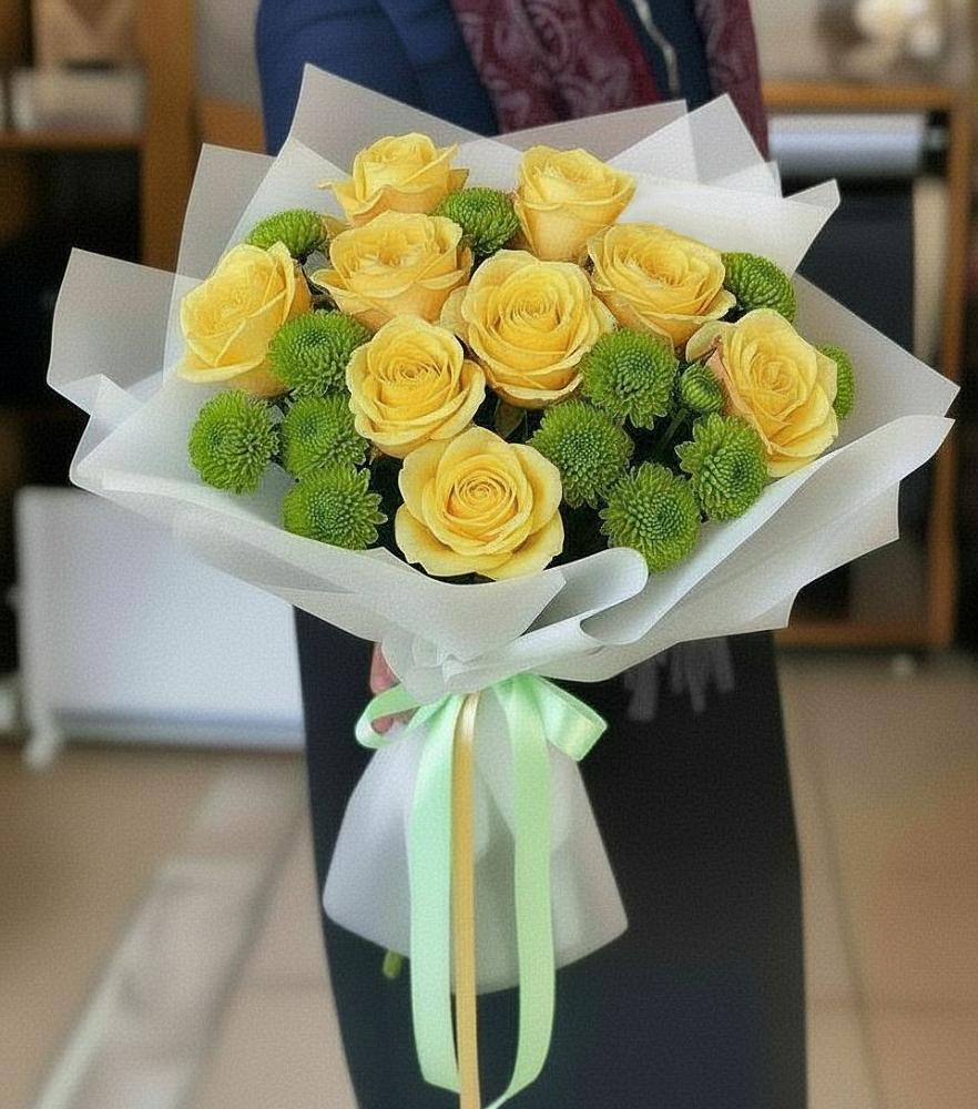 Букет цветов из: Хризантемы и Розы в Гигирево