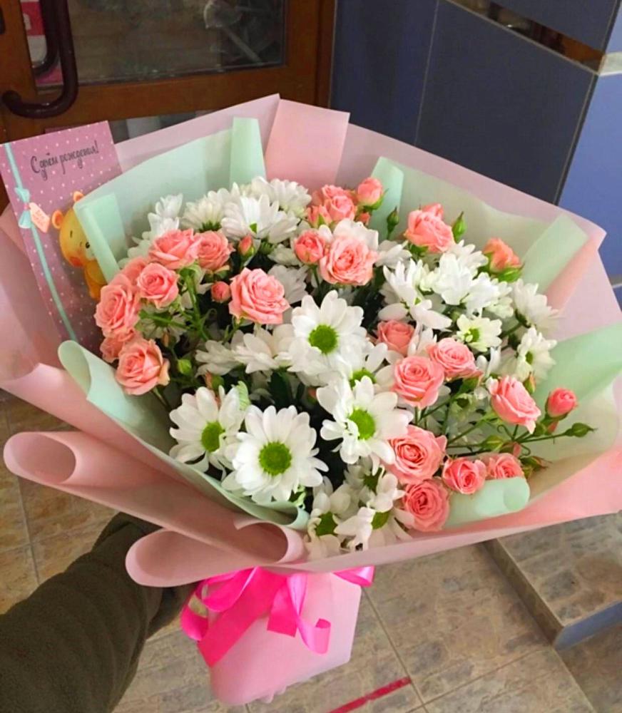 Букет цветов из: Розы и Хризантемы в Гигирево