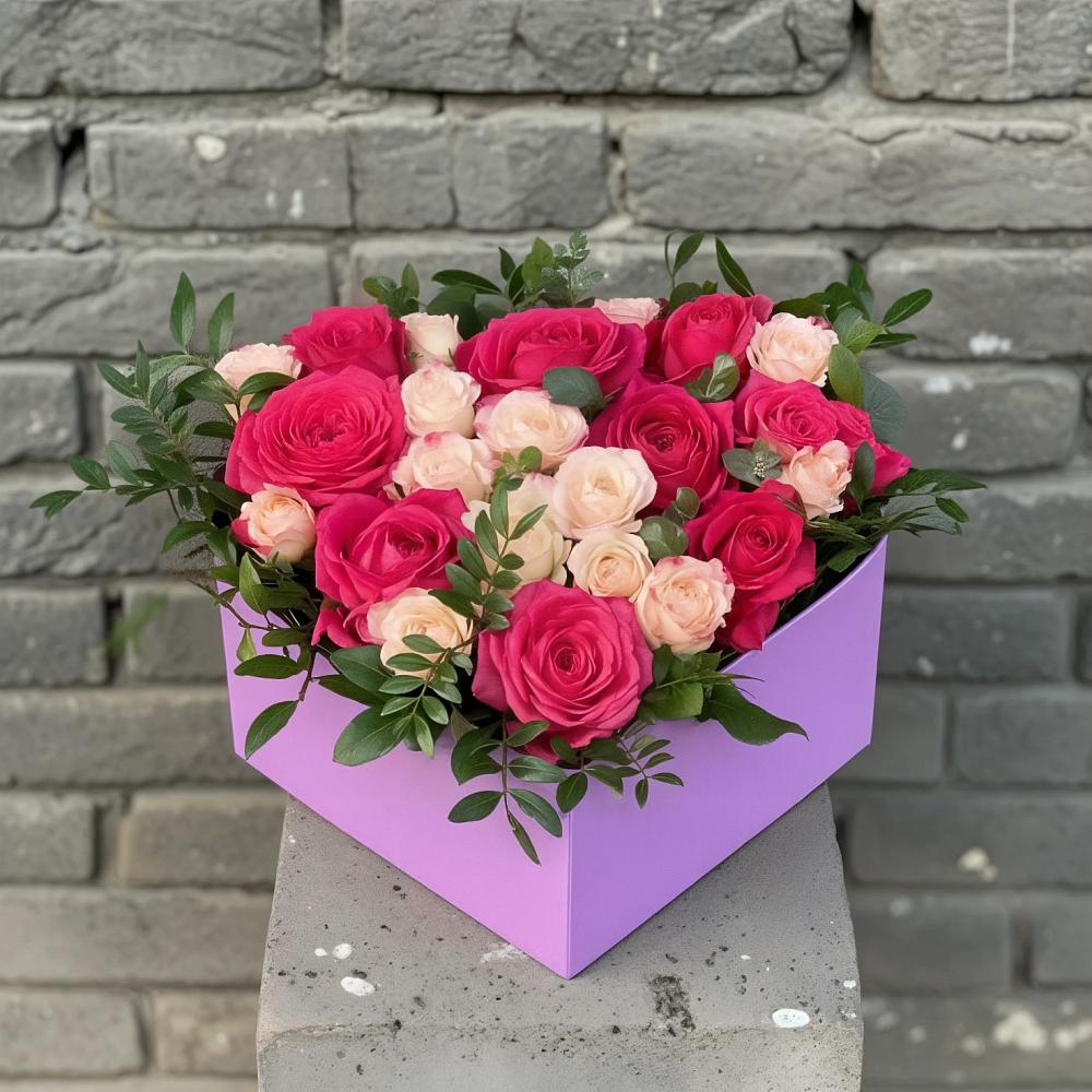 Цветочная композиция из Розы в коробке в Гигирево
