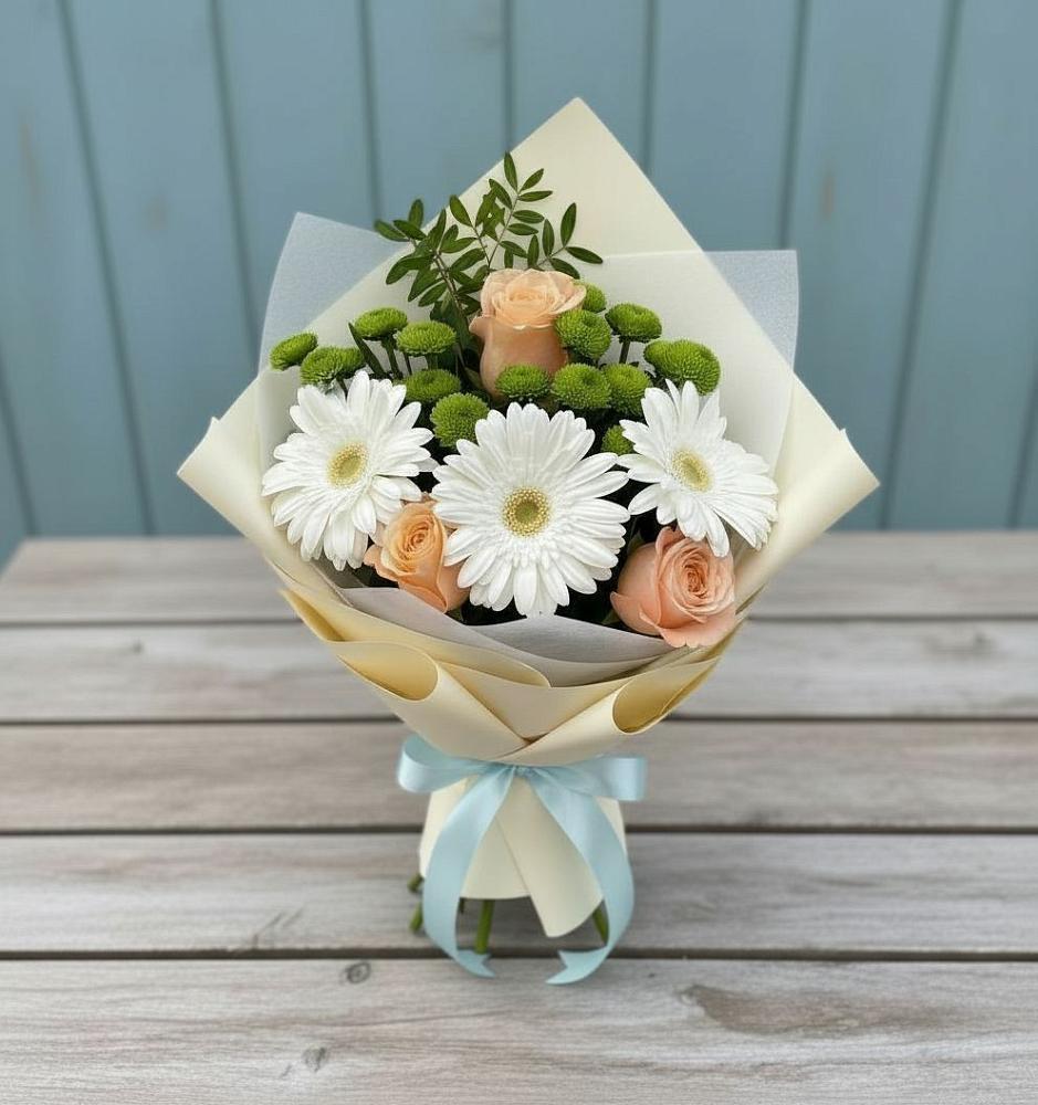 Букет цветов из: Герберы, Розы и Хризантемы в Гигирево