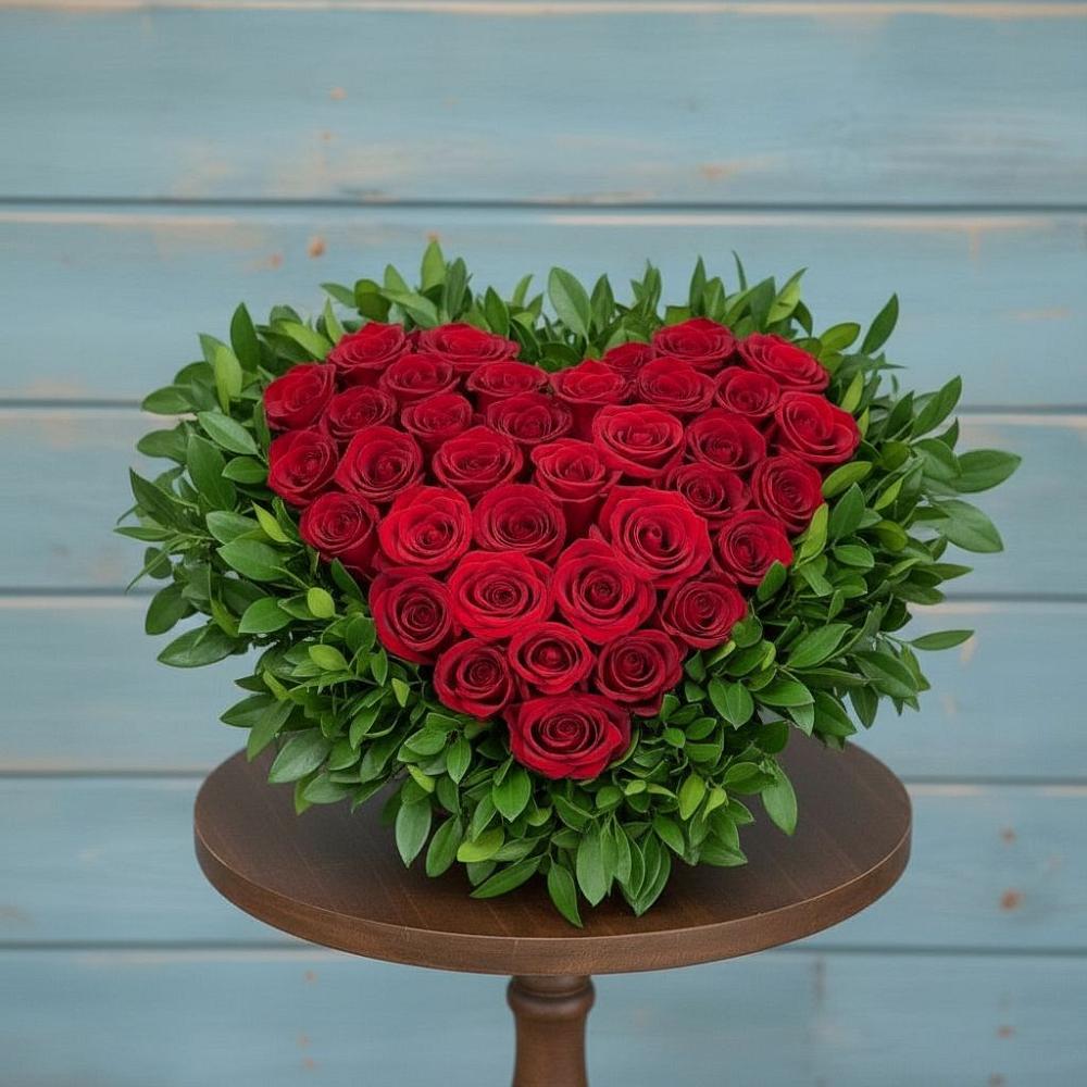 Цветочная композиция из Розы в виде сердца в Гигирево