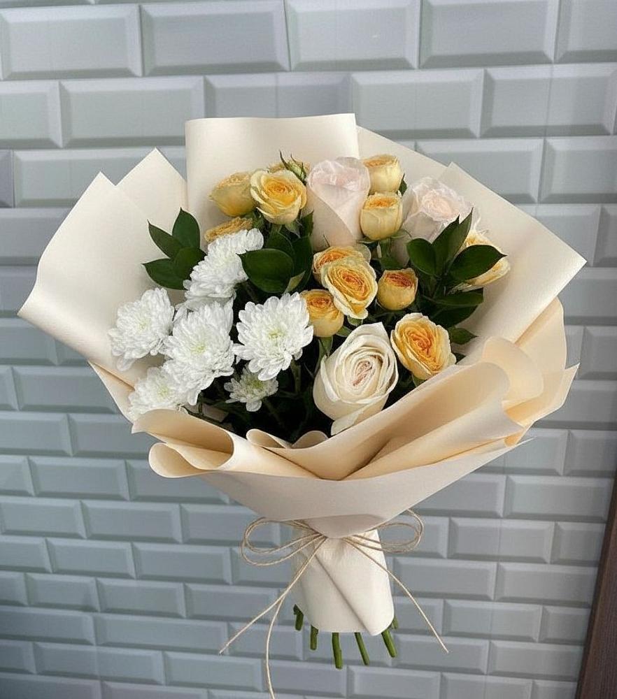 Букет цветов из: Розы и Хризантемы в Гигирево