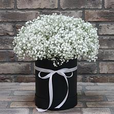 Цветочная композиция из Гипсофила в шляпной коробке в Гигирево